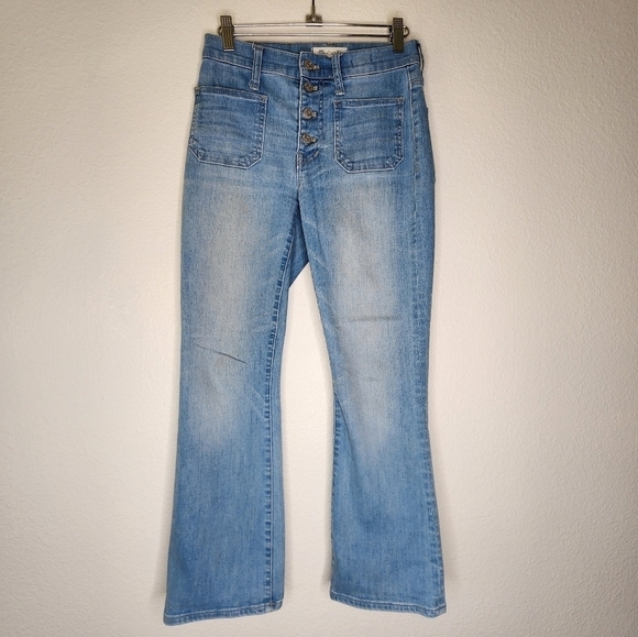 Madewell Quince Wash Button-Front Edition Cali Demi-Boot Jeans 24 - Picture 3 of 8